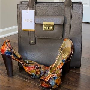 BCBG girls Faux Rainbow Snake Skin Heels